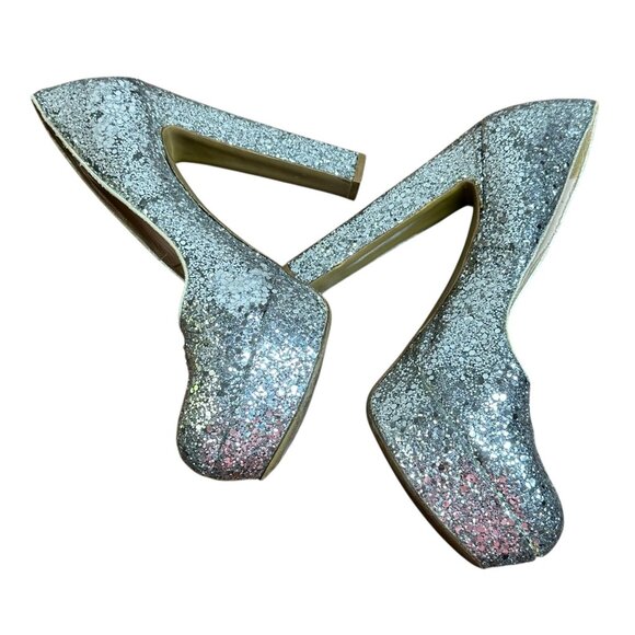 Miu Miu Silver Glitter Platform Heels Size 36.5 Pumps - Picture 3 of 9